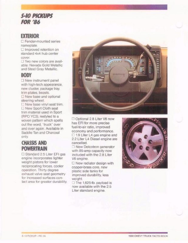 1986 Chevrolet Truck Facts Brochure Page 76